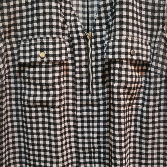 NY COLLECTION tank top black and white plaid top size xl women's sleeveless - Picture 2 of 5
